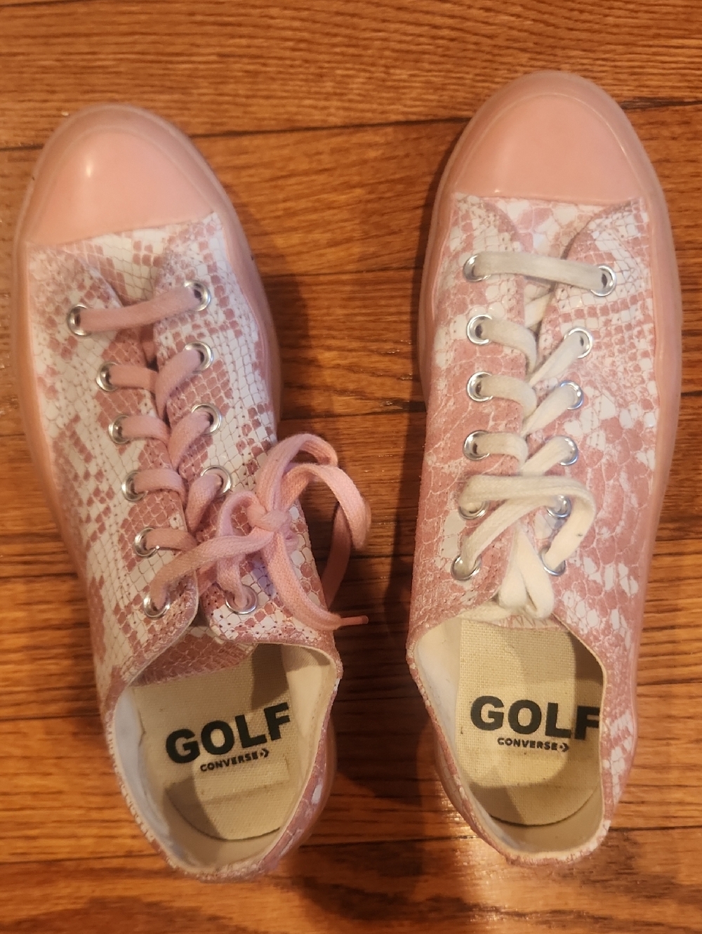 Converse Pink Snake-Print Low Top Sneakers